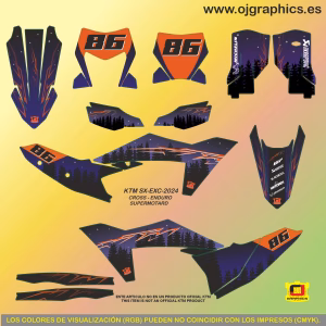 Kit Adhesivos para KTM EXC 2024-26 Night Pines