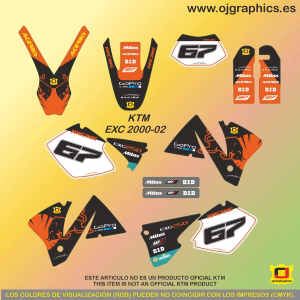 Kit Adhesivos para KTM EXC 2000-02 Toro Extrem