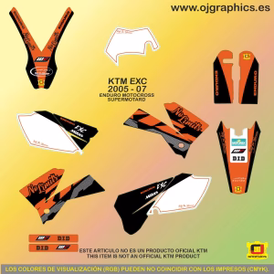 Kit Adhesivos para KTM EXC/SX 2005-2007 Negro