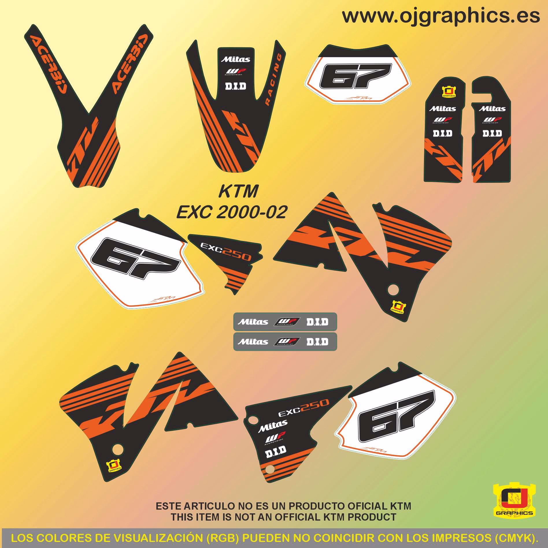 Kit Adhesivos para KTM EXC 2000-02 Negra Lineas - Imagen 2