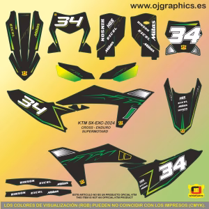 Kit Adhesivos para KTM EXC 2024-26 Neon Verde