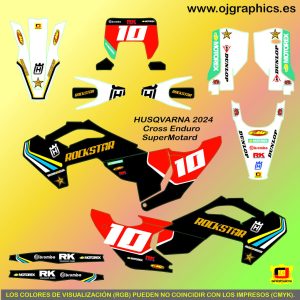 Kit Adhesivos Husqvarna TE-FE 2024-25 Estrella Rock Oficial Ngo.