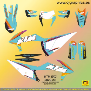 Kit Adhesivos K T M E X C 2020-23 DEGRARAMA TURQUESA