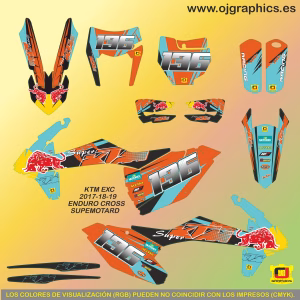 Kit Adhesivos K T M E X C 2017-19 SUPERKTM NJA-TURQ