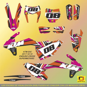 Kit Adhesivos K T M E X C 2017-19 ABSTRACTO FUCSIA