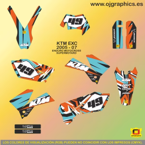 Kit Adhesivos K T M E X C 2005-07 ABSTRACTO TURQUESA