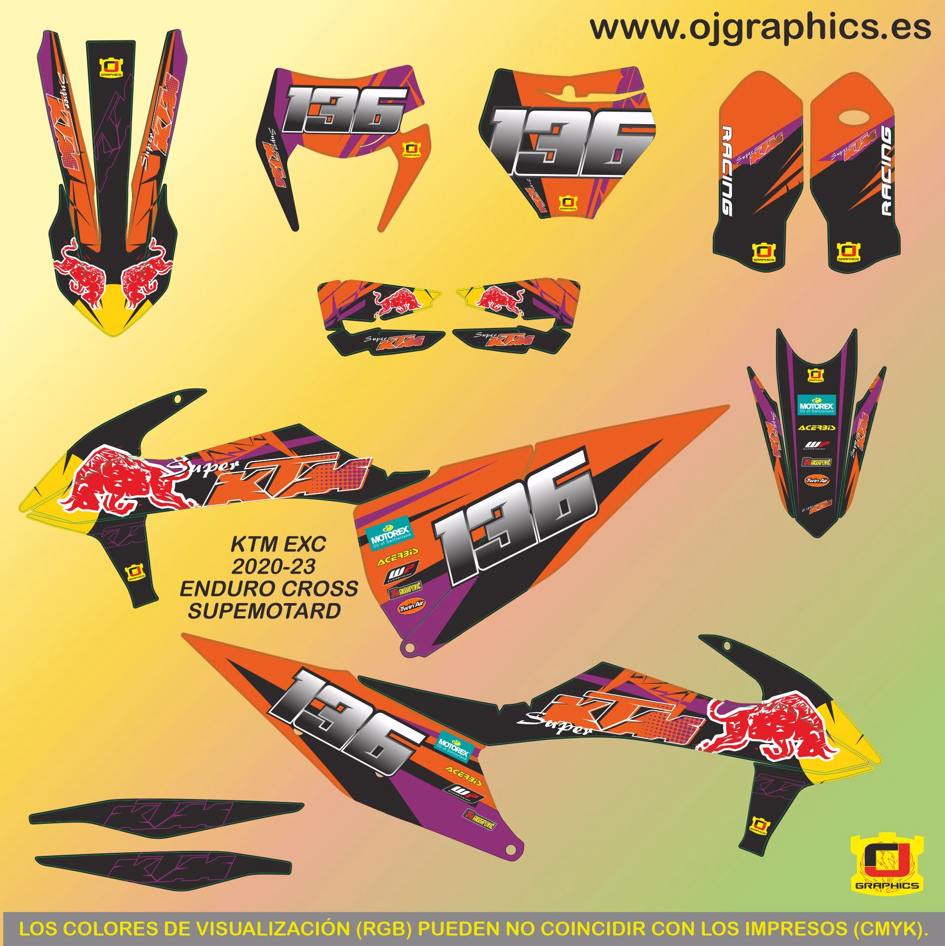 Kit Adhesivos K T M E X C 2020-23 SUPERKATY TORO MORADO