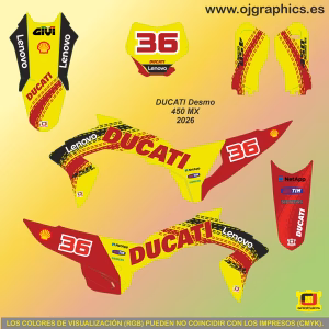 Kit Adhesivos DUCATI DESMO 450 MX 2026 Lenovo YELLOW