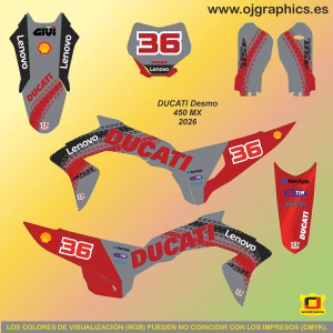 Kit Adhesivos DUCATI DESMO 450 MX 2026 L e n o v o GRIS
