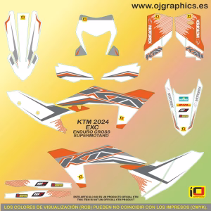 Kit Adhesivos para KTM EXC 2024-25 MAX Blanco-Naranja